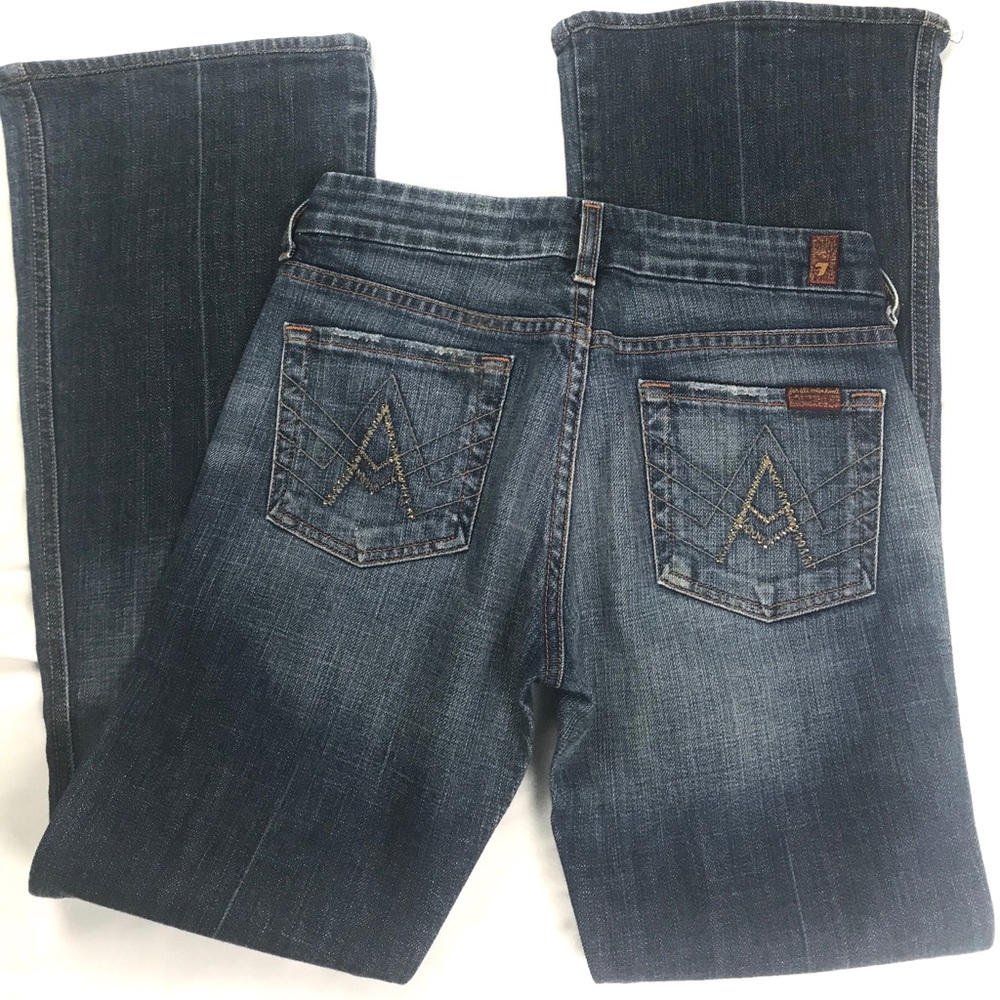 7 FOR ALL MANKIND “A” POCKET blue denim flare 26